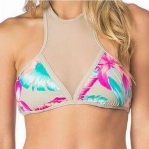 The Bikini Lab Floral Mesh Swim Bikini Top NWOT